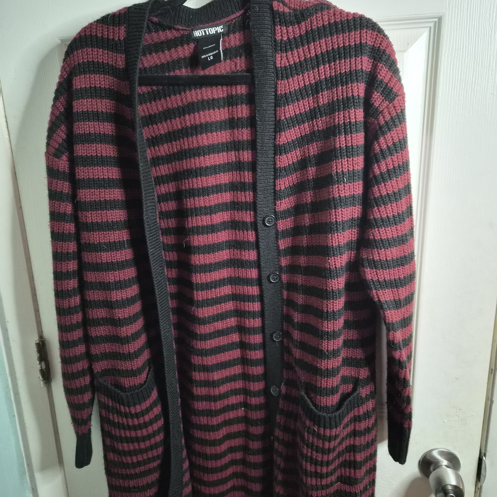 Striped Black and Red Cardigan